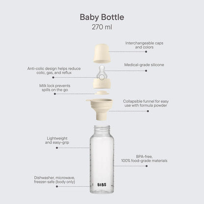 Baby Glass Bottle Set 240ml Silicone Ivory - Aster & Ruby