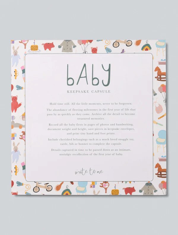 Baby Keepsake Capsule Box Oatmeal-Aster & Ruby