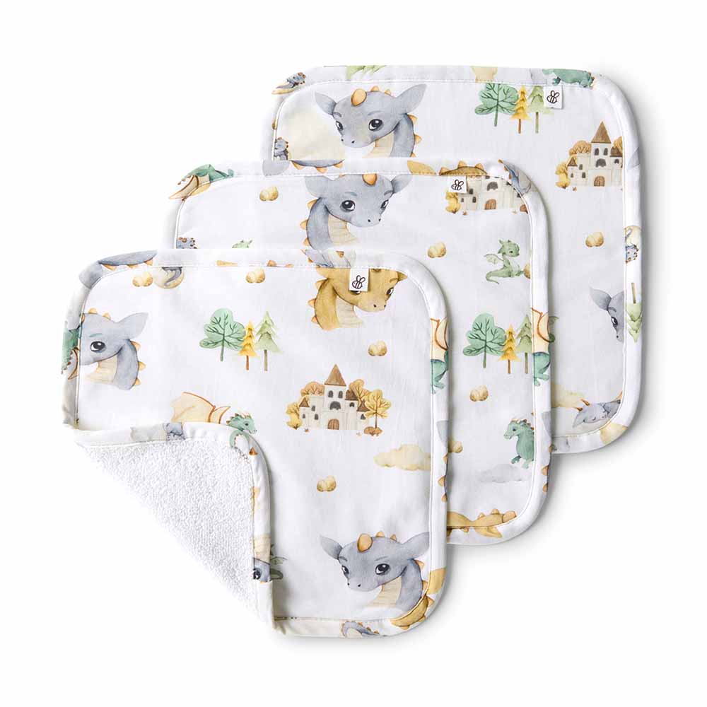 Snuggle Hunny Kids Dragon Organic Wash Cloths 3pk | Aster & Ruby