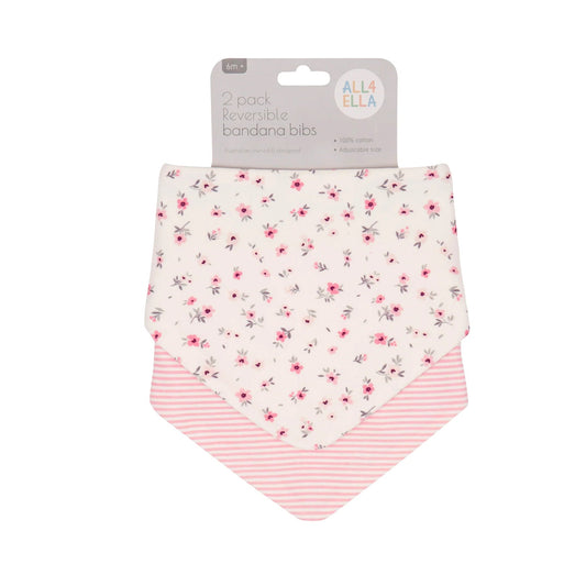 Bandana Bibs 2pk Pink Petals - Aster & Ruby