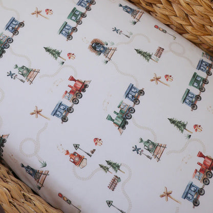 Trains Organic Bassinet Sheet / Change Pad Cover