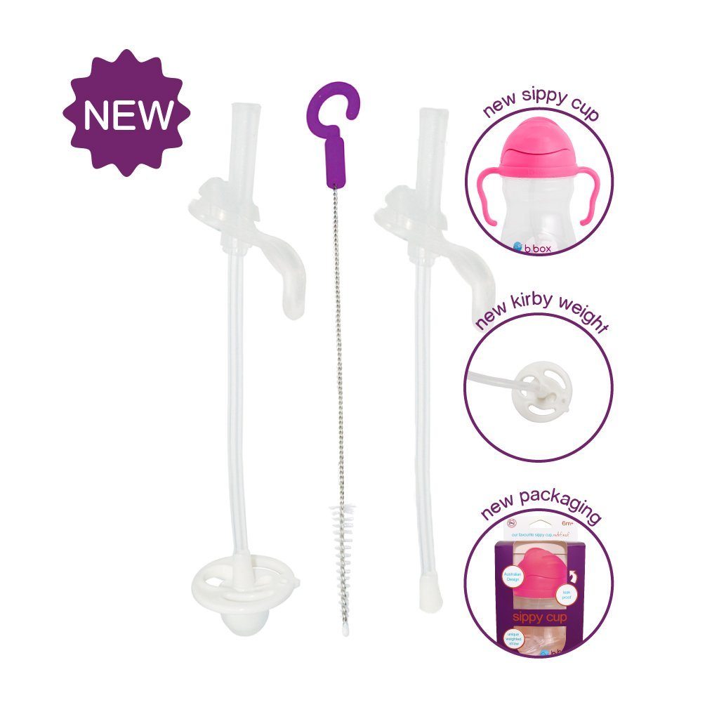 b.box New Sippy Cup Straw & Cleaner Replacement-Aster & Ruby