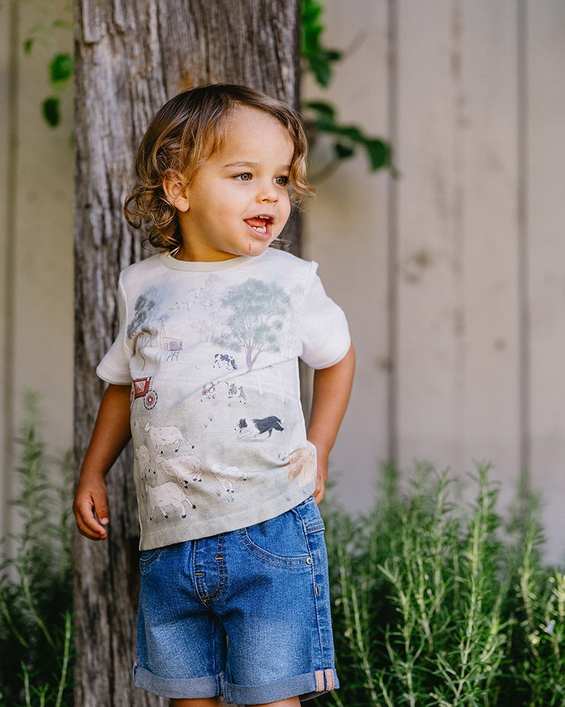 Bebe Chester Farm Tee - Cloud - Aster & Ruby