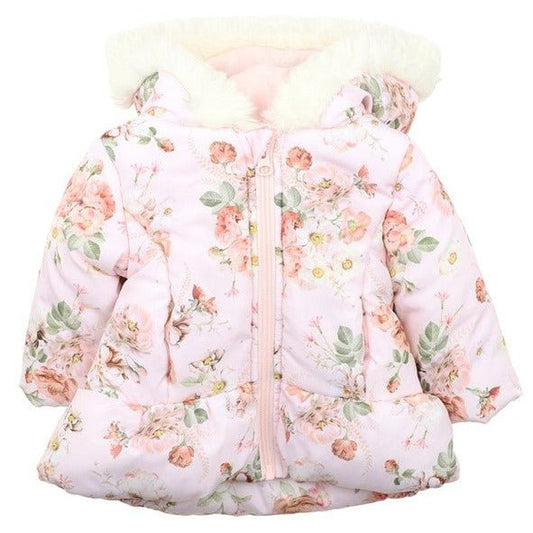 Bebe Dotti Print Hooded Coat-Aster & Ruby