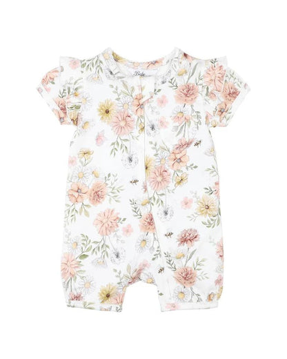 Bebe Lara Print SS Zip Romper - Aster & Ruby