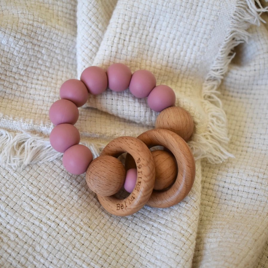 Bella Zailea Rattle Ring Teether Rose - Aster & Ruby