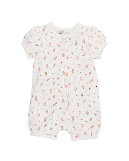 Billie Ditsy Print Organic SS Zip Romper - Aster & Ruby
