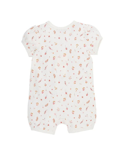 Billie Ditsy Print Organic SS Zip Romper - Aster & Ruby