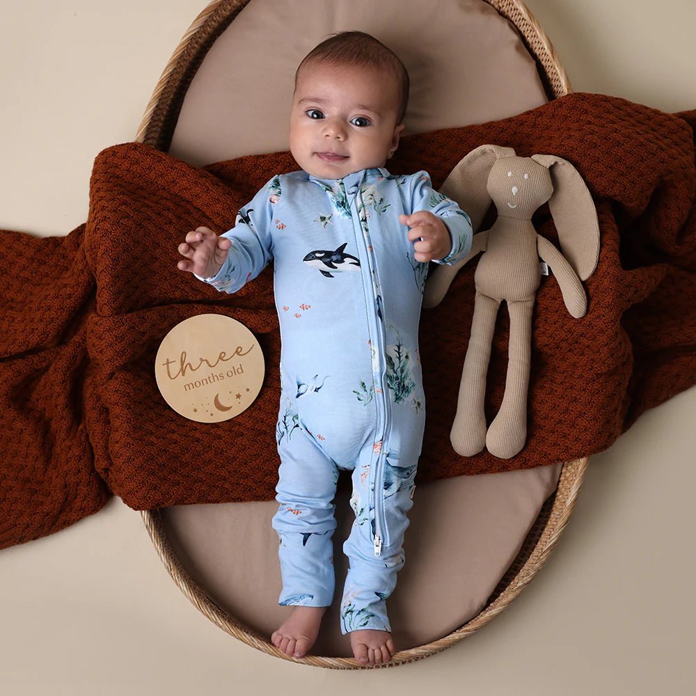Blue Ocean Organic Snugglesuit Convertible Romper - Aster & Ruby