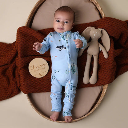 Blue Ocean Organic Snugglesuit Convertible Romper - Aster & Ruby