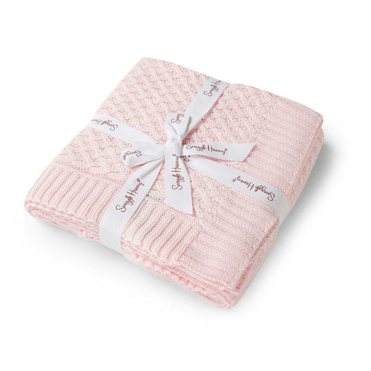 Blush Pink Diamond Knit Organic Baby Blanket - Aster & Ruby