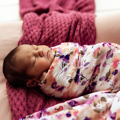 Blushing Beauty Organic Jersey Wrap & Topknot Set - Aster & Ruby
