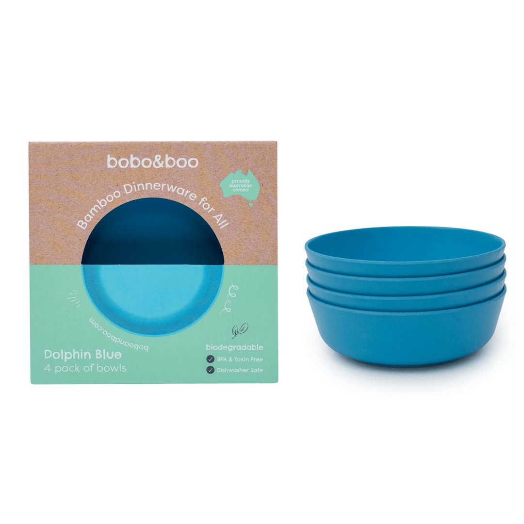 Bobo & Boo Bamboo Single Bowl - Dolphin Blue (600ml) - Aster & Ruby