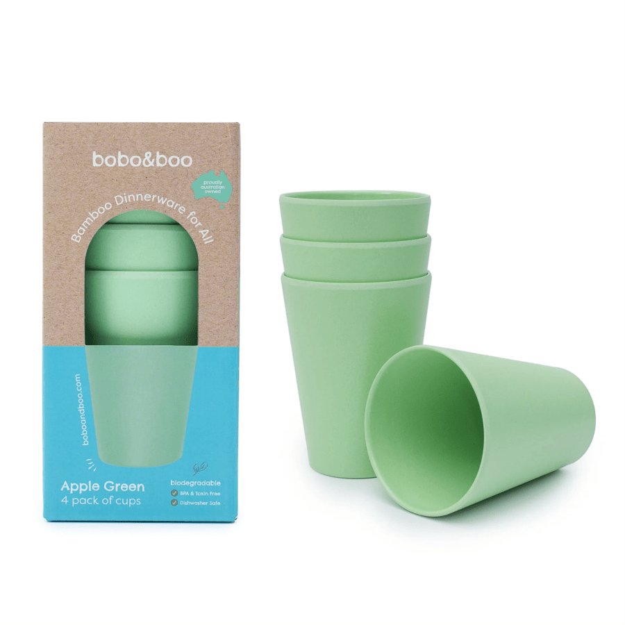 Bobo & Boo BIG Kid - Sized Bamboo Single Cup (480mL) - Apple Green - Aster & Ruby