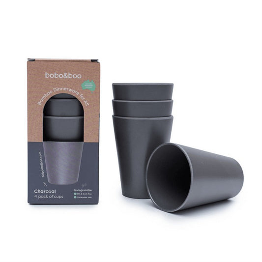 Bobo & Boo BIG Kid - Sized Bamboo Single Cup (480mL) - Charcoal - Aster & Ruby