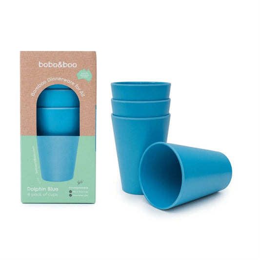 Bobo & Boo BIG Kid - Sized Bamboo Single Cup (480mL) – Dolphin Blue - Aster & Ruby