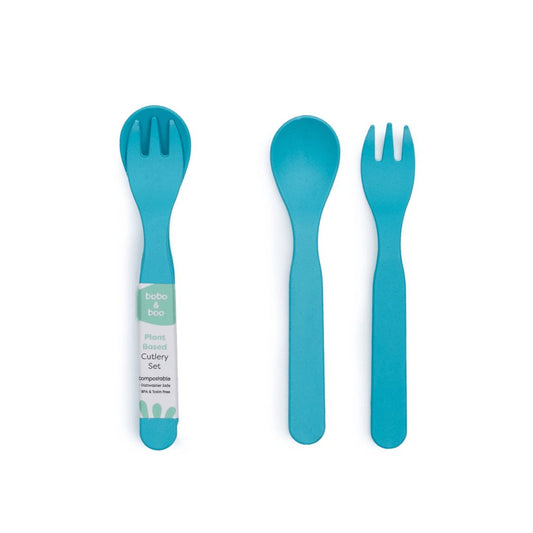 Bobo & Boo Plant Based Cutlery Set Blue-Aster & Ruby