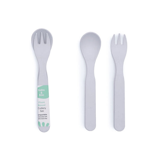 Bobo & Boo Plant Based Cutlery Set Grey-Aster & Ruby