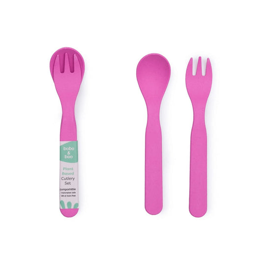 Bobo & Boo Plant Based Cutlery Set Pink-Aster & Ruby
