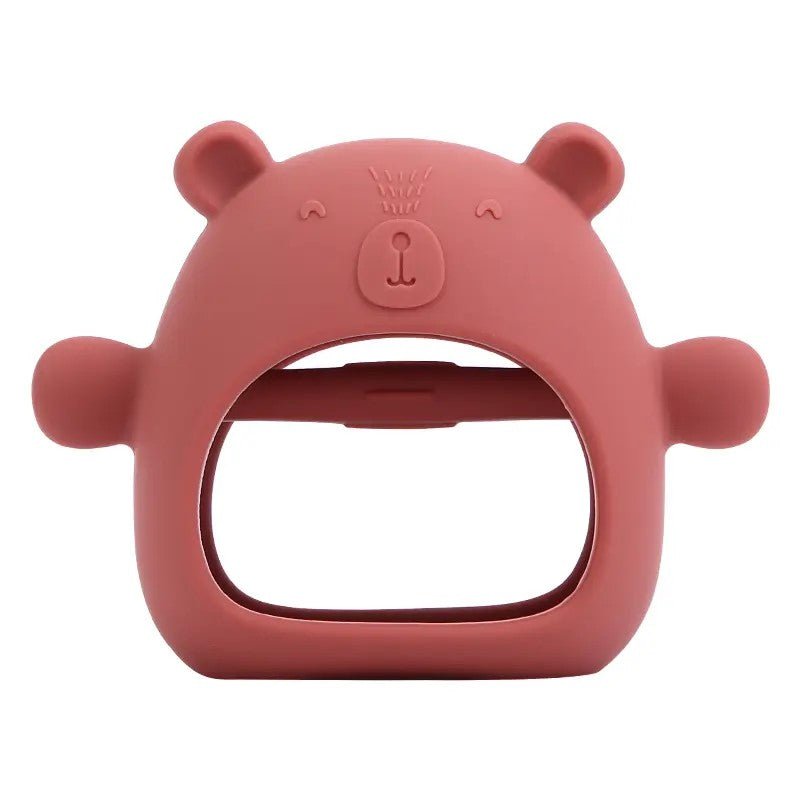 Brick Red Silicone Bear Teething Mitten - Aster & Ruby