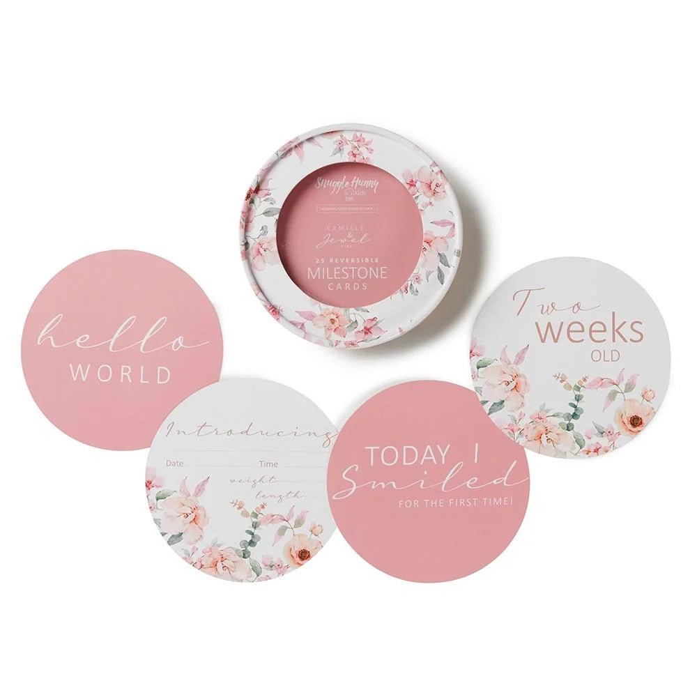 Camille & Jewel Pink Reversible Milestone Cards - Aster & Ruby