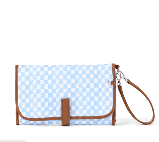Change Mat Clutch Blue Check - Aster & Ruby