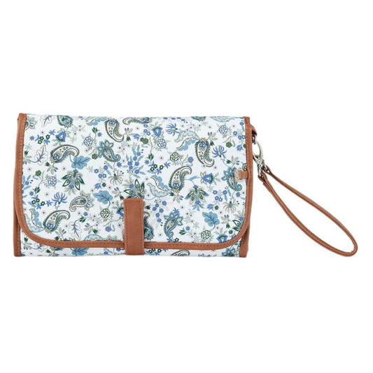Change Mat Clutch - Blue Paisley & Tan - Aster & Ruby