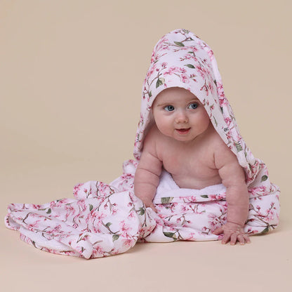 Cherry Blossom Organic Hooded Baby Towel