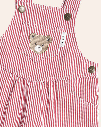 Chill Red Stripe Short Overalls - Aster & Ruby