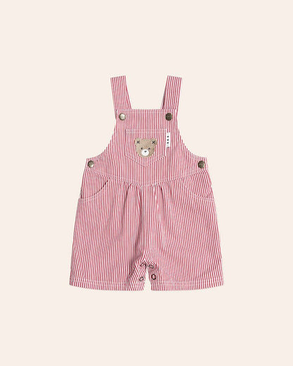 Chill Red Stripe Short Overalls - Aster & Ruby