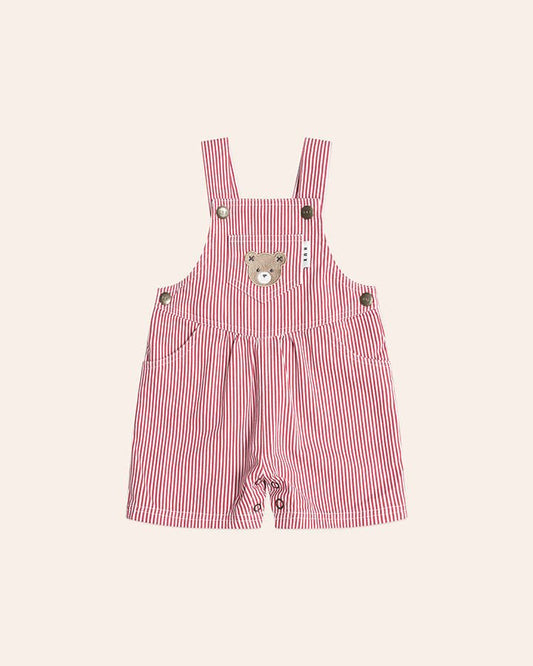 Chill Red Stripe Short Overalls - Aster & Ruby