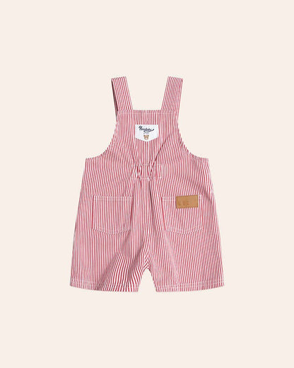 Chill Red Stripe Short Overalls - Aster & Ruby