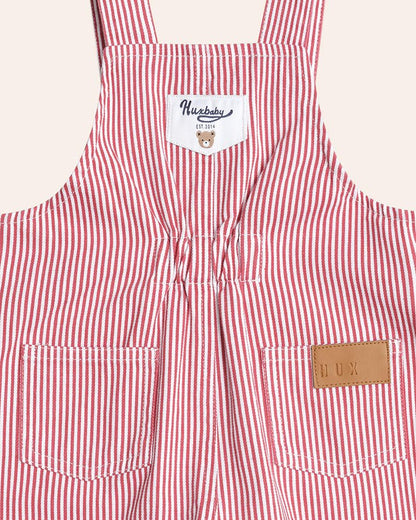 Chill Red Stripe Short Overalls - Aster & Ruby