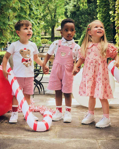 Chill Red Stripe Short Overalls - Aster & Ruby