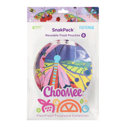 ChooMee Snackpack Reusable Food Pouches 8oz 6pk Flutterbug-Aster & Ruby