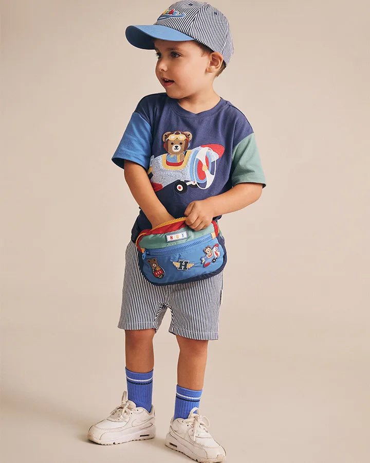 Classic Stripe Short Overalls - Aster & Ruby