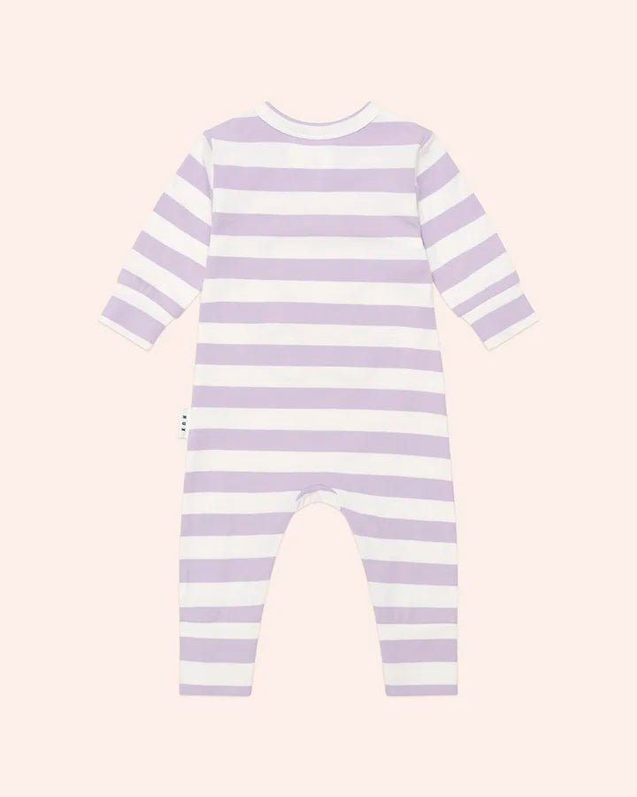 College Hux Orchid Stripe Romper - Aster & Ruby