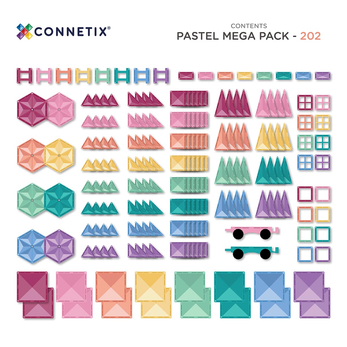 Connetix Tiles 212 Piece Pastel Mega Pack - Aster & Ruby