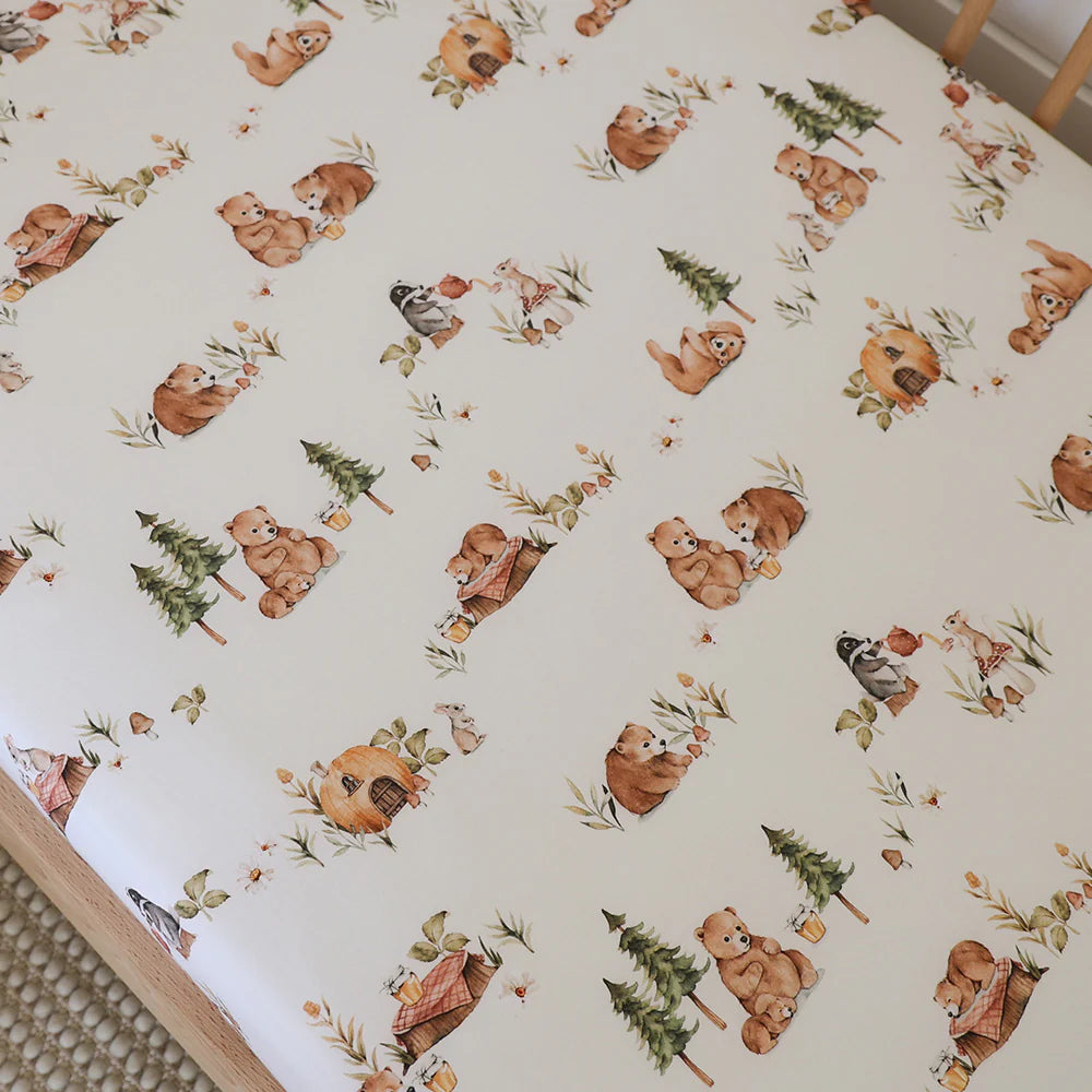 Bears Organic Fitted Cot Sheet