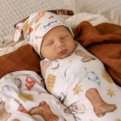 Cowboys Organic Jersey Wrap & Beanie Set