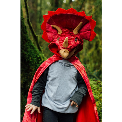 Red Triceratops Hooded Cape