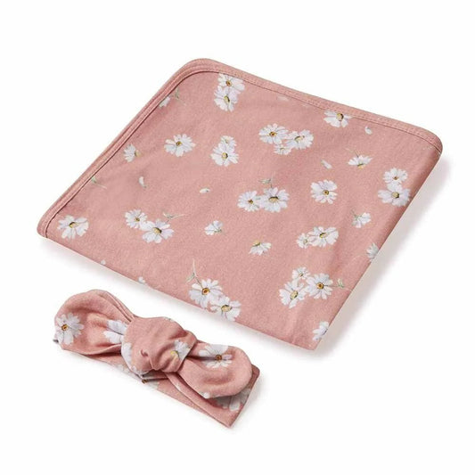 Daisy Organic Jersey Wrap & Topknot Set - Aster & Ruby