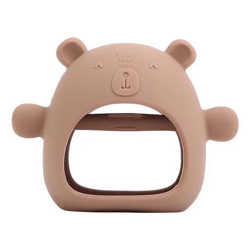 Dark Oatmeal Silicone Bear Teething Mitten - Aster & Ruby