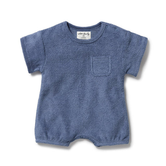 Deep Blue Organic Terry Growsuit - Aster & Ruby