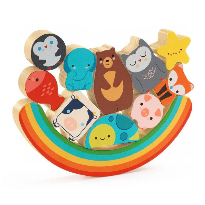 Djeco 11 Piece Puzz & Boom Rainbow Wooden Balancing Puzzle - Aster & Ruby