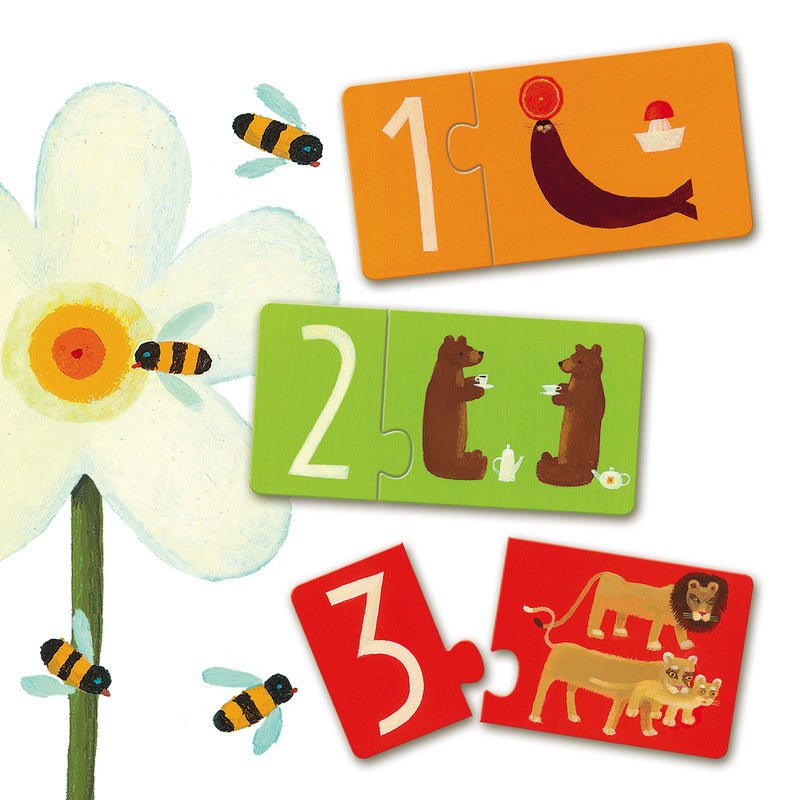 Djeco Duo Numbers 20pc Puzzle-Aster & Ruby