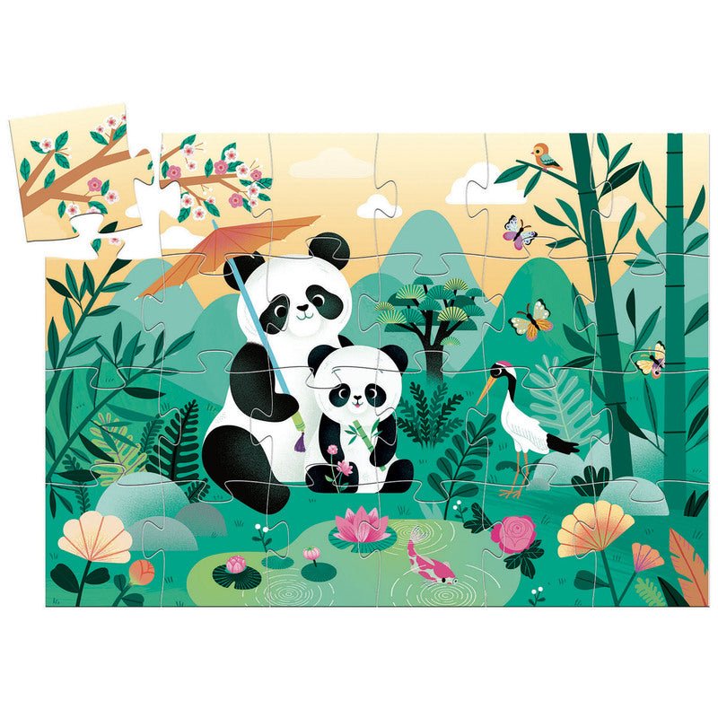 Djeco Leo the Panda 24pc Silhouette Puzzle-Aster & Ruby