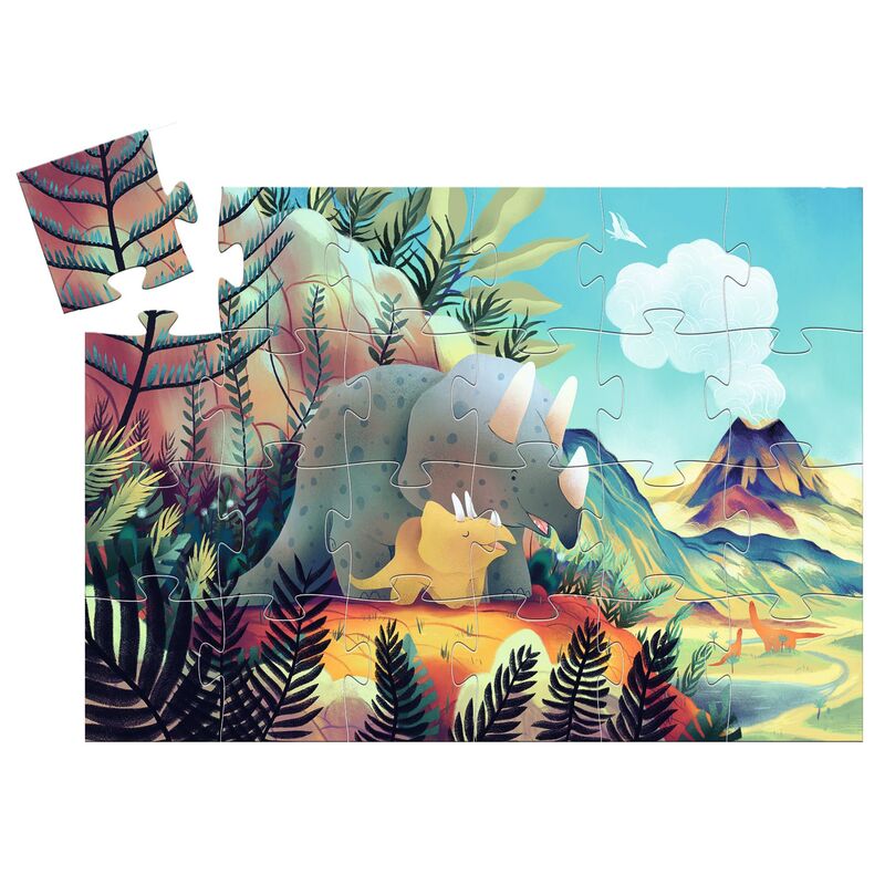 Djeco Teo the Dino 24pc Silhouette Puzzle-Aster & Ruby