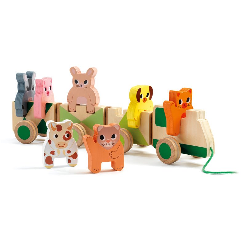 Djeco Trainimo Farm Wooden Train - Aster & Ruby