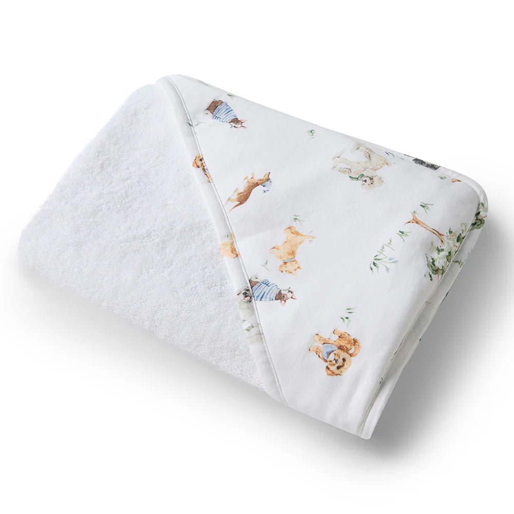 Dog Park Organic Hooded Baby Towel - Aster & Ruby